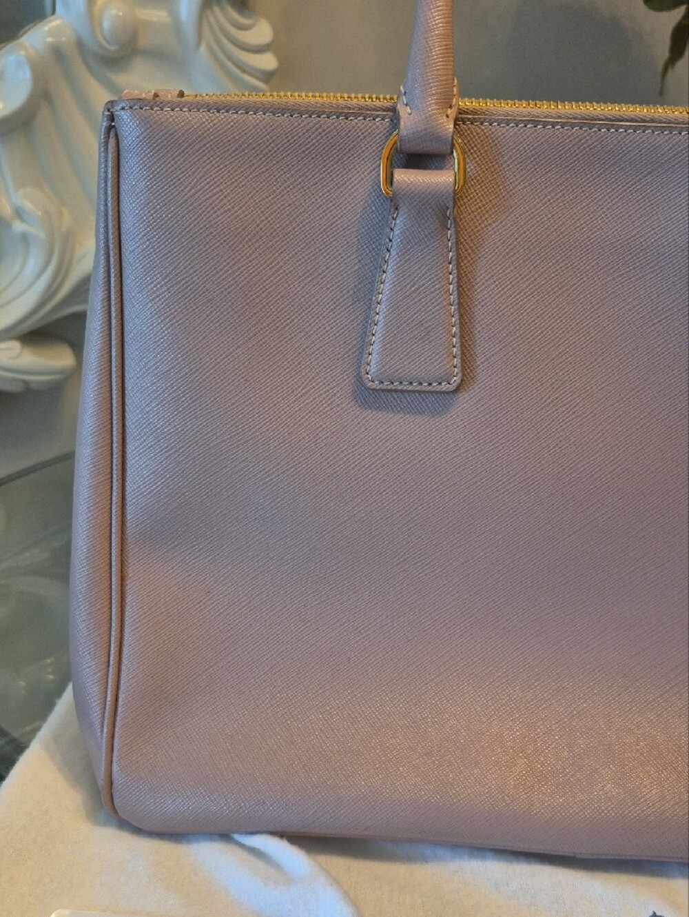 Prada Pink Saffiano Double-Handle Satchel with Gold Hardware - Picture 11 of 17